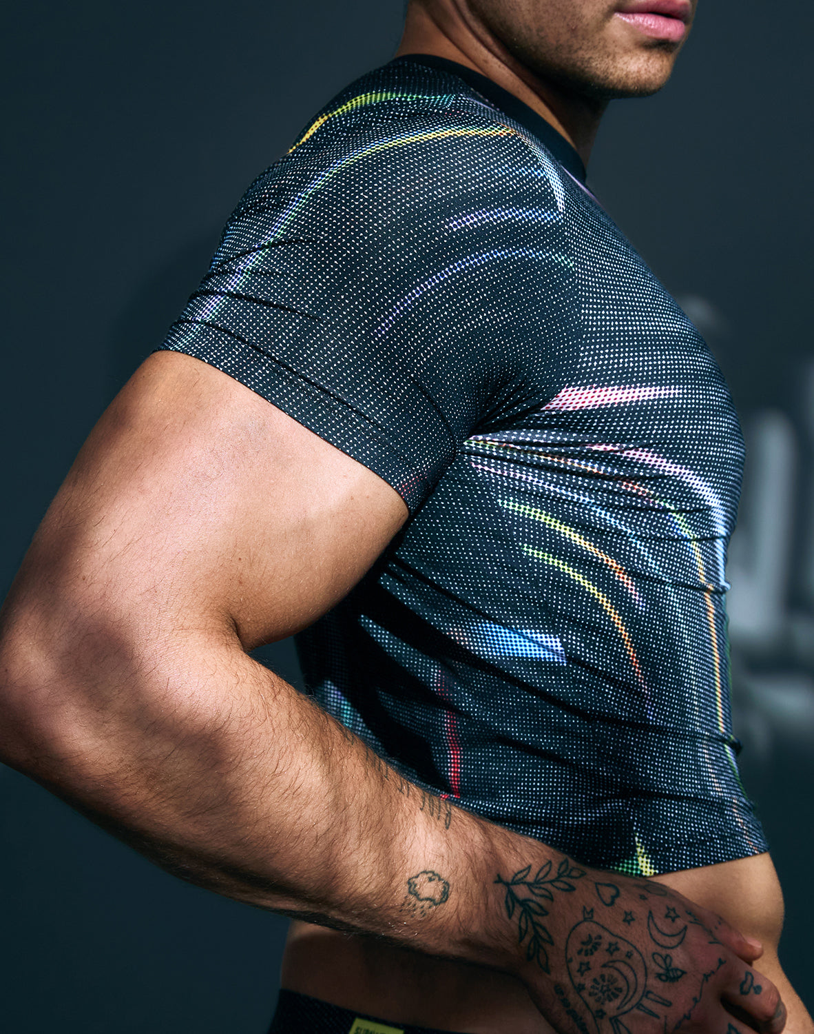 CityBoyz USA Supawear Pride Swirls cropped T shirt with colorful swirl design on front, casual fit, and short sleeves.
