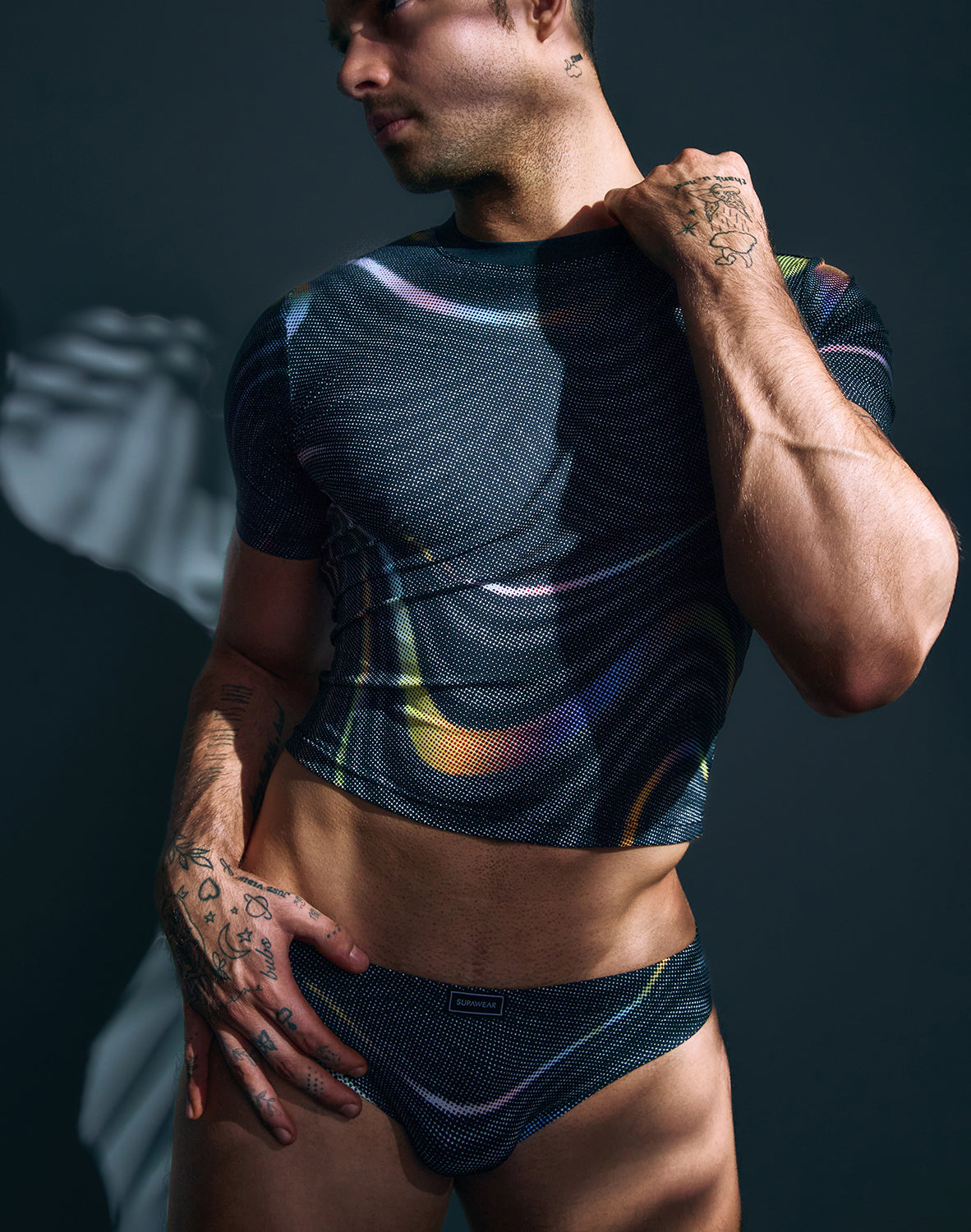 Supawear Pride Swirls cropped T shirt by CITYBOYZ★USA with colorful swirl design and a fitted casual style.