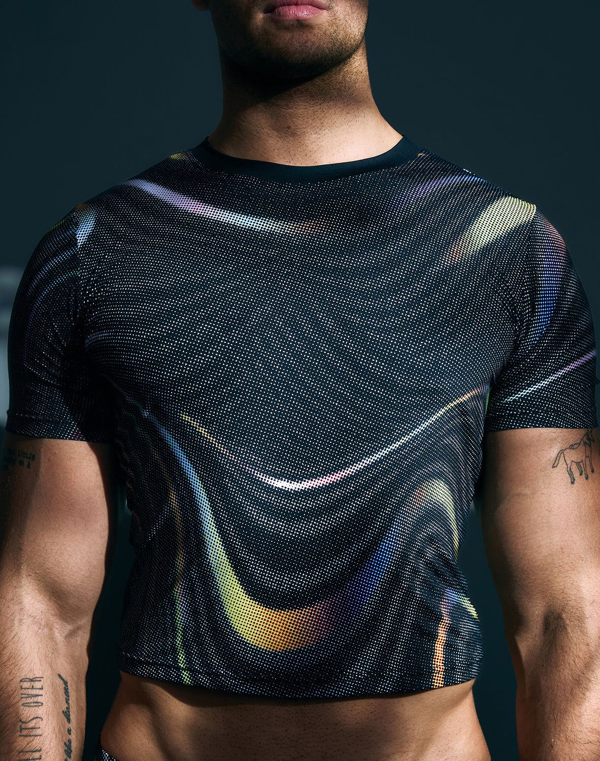 CityBoyz USA Supawear Pride Swirls cropped T-shirt featuring vibrant rainbow swirl design and comfortable fit.