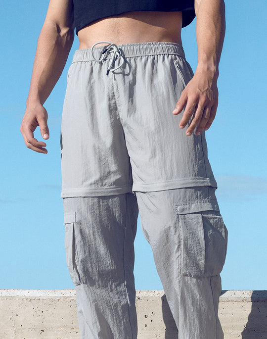Grey Supawear Zip-Off Pants by CITYBOYZ★USA with adjustable zip-off legs and stylish fit, shown on a plain background.
