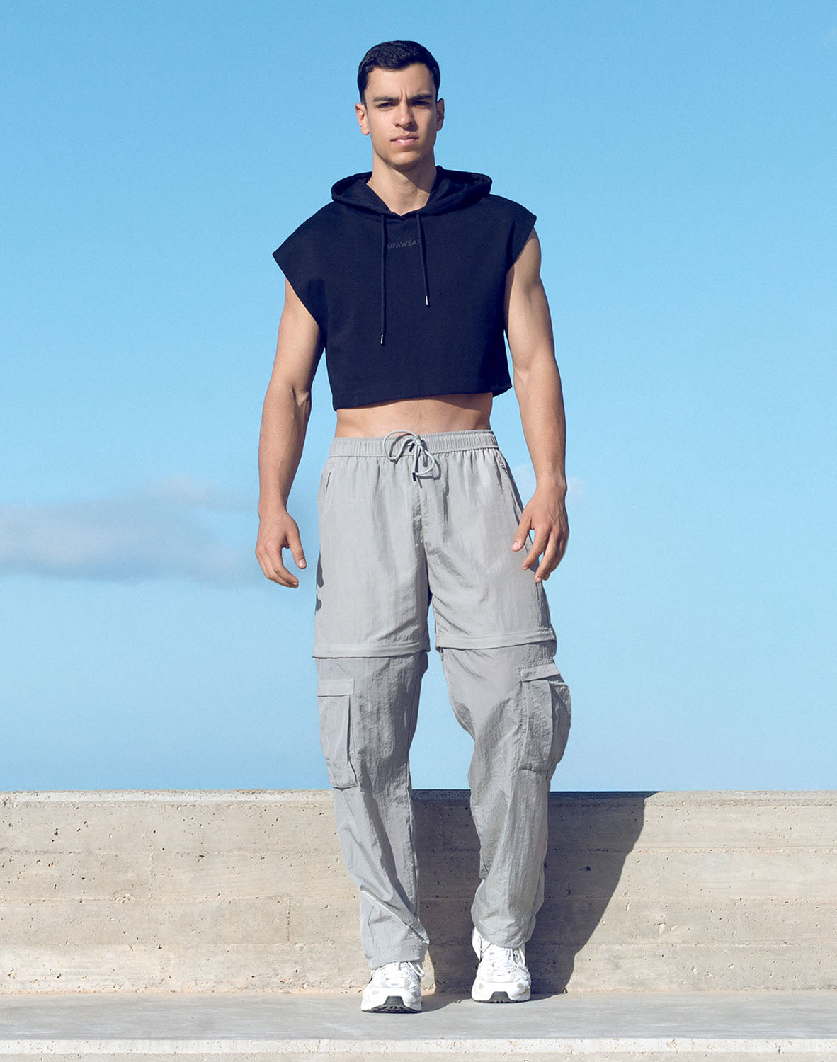 Grey Supawear Zip-Off Trousers by CITYBOYZ★USA, showing the convertible pants with zip-off legs and adjustable waistband.