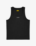 Black Supawear semi-squared ribbed tank top by CITYBOYZ★USA, featuring a fitted sleeveless design and ribbed fabric.