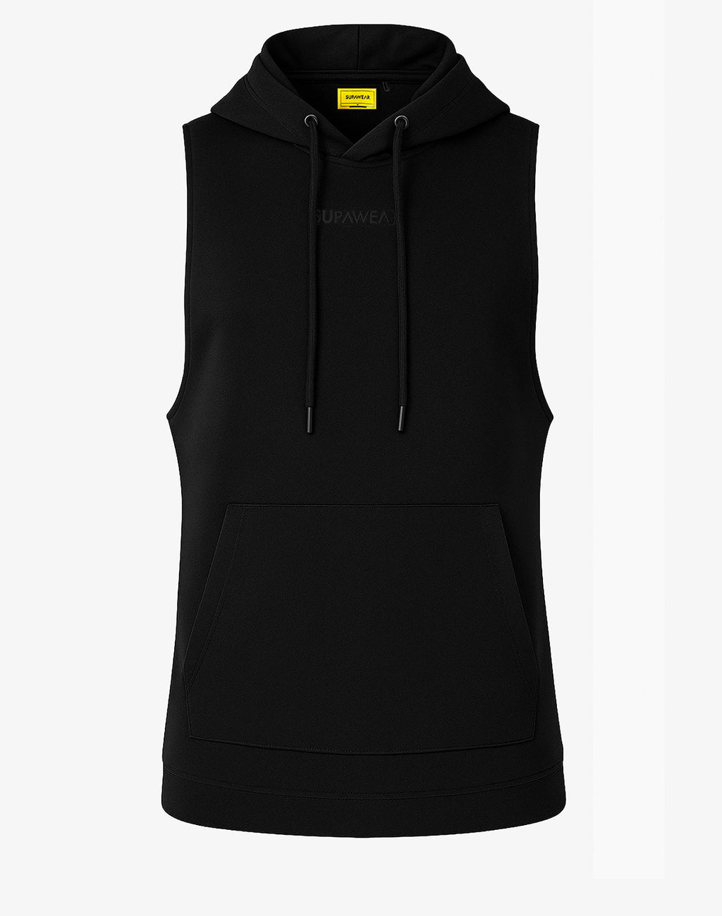 Black sleeveless hoodie from CITYBOYZ★USA activewear brand, featuring a casual fit and sleeveless design for athletic wear.