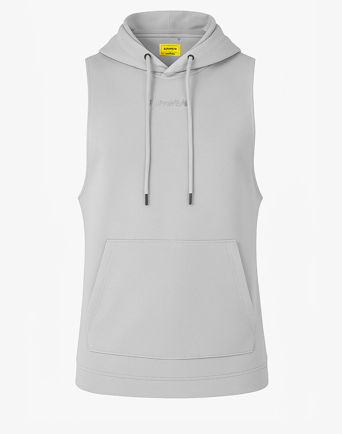Grey sleeveless hoodie from CITYBOYZ★USA activewear collection, featuring a relaxed fit and sleeveless design.