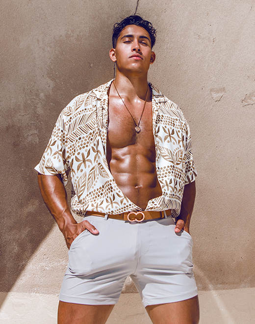 Brown CITYBOYZ★USA 2Eros Bondi Short shorts with a casual fit, shown in a natural stance on a plain background.