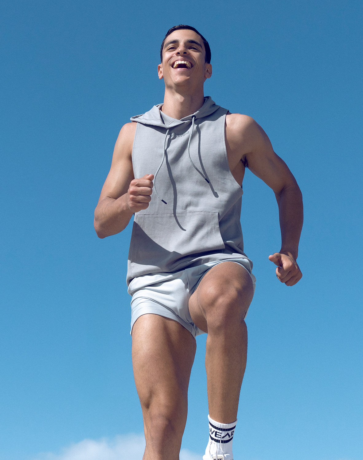 Grey Supawear sleeveless hoodie from CITYBOYZ★USA, showcasing its casual athletic design and sleeveless style.