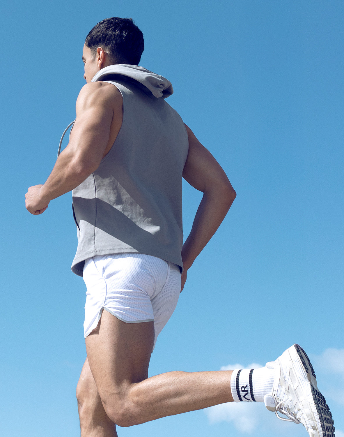 Grey Supawear sleeveless hoodie from CITYBOYZ★USA, showing the activewear style with a hood and sleeveless design.