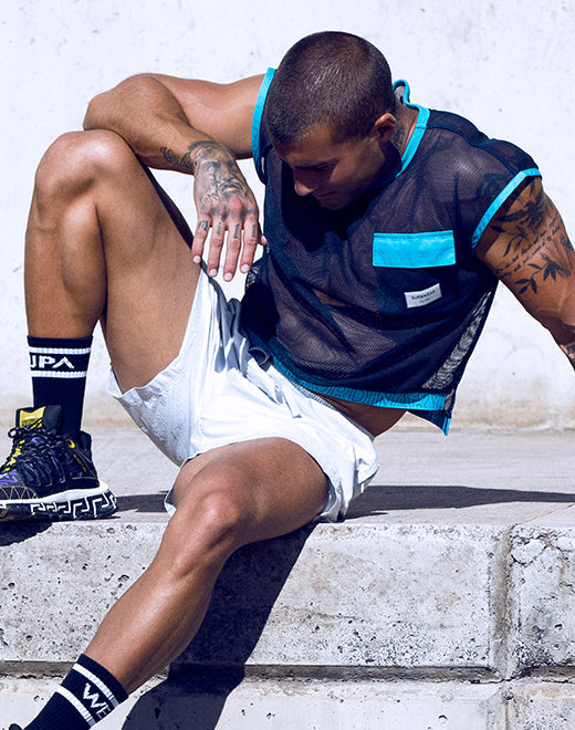 CITYBOYZ★USA Supawear neon mesh shirt with vibrant pink and black mesh fabric, featuring a stylish, fitted design.