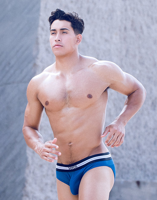 CityBOYZ USA 2Eros Aktiv Helios brief in vibrant fabric, featuring a comfortable waistband and modern design.