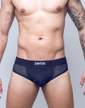 CityBoyz USA 2Eros Hermes brief underwear, black and beige color, close-up of comfortable men's underwear with brand logo.