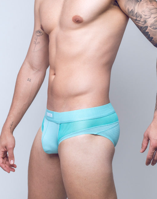 CityBOYZ★USA 2Eros Hermes brief underwear, fitted, black with logo waistband, comfortable men's undergarment, front view.