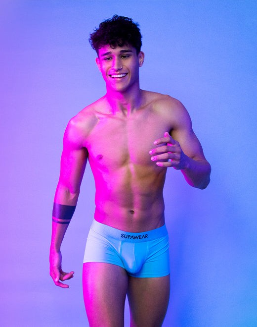 Supawear Neon Trunk by CITYBOYZ★USA featuring bright neon fabric and snug fit, displayed on a mannequin.