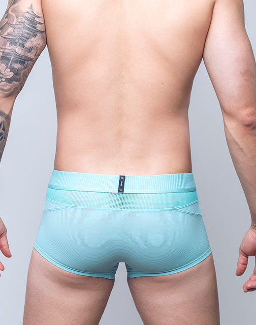 Two Eros Aktiv Hermes trunk underwear by CITYBOYZ★USA, featuring black fabric and comfortable fit, displayed flat.