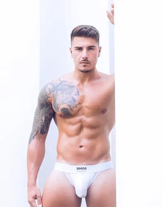 CITYBOYZ★USA 2Eros Cronus jockstrap underwear with supportive design and branded waistband, shown in black with sporty style.