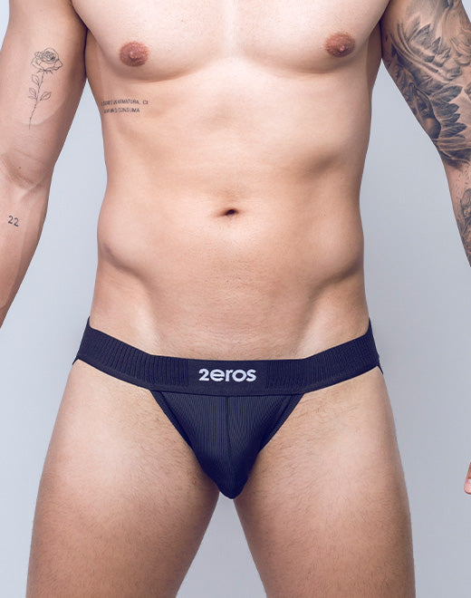 Black 2Eros Hermes jockstrap by CITYBOYZ USA, featuring supportive underwear with elastic waistband and front pouch.