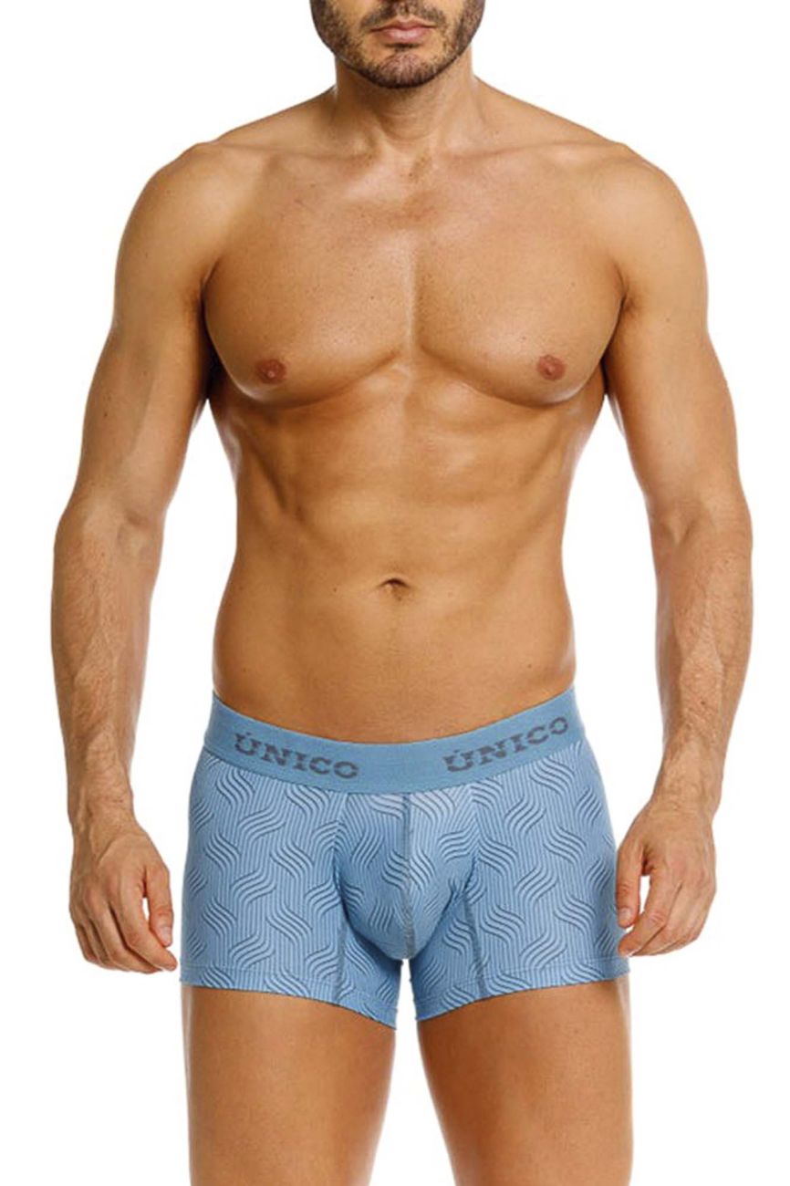 Blue CITYBOYZ★USA Unico Lenoso trunk with a sleek design, featuring customizable compartments and durable fabric.