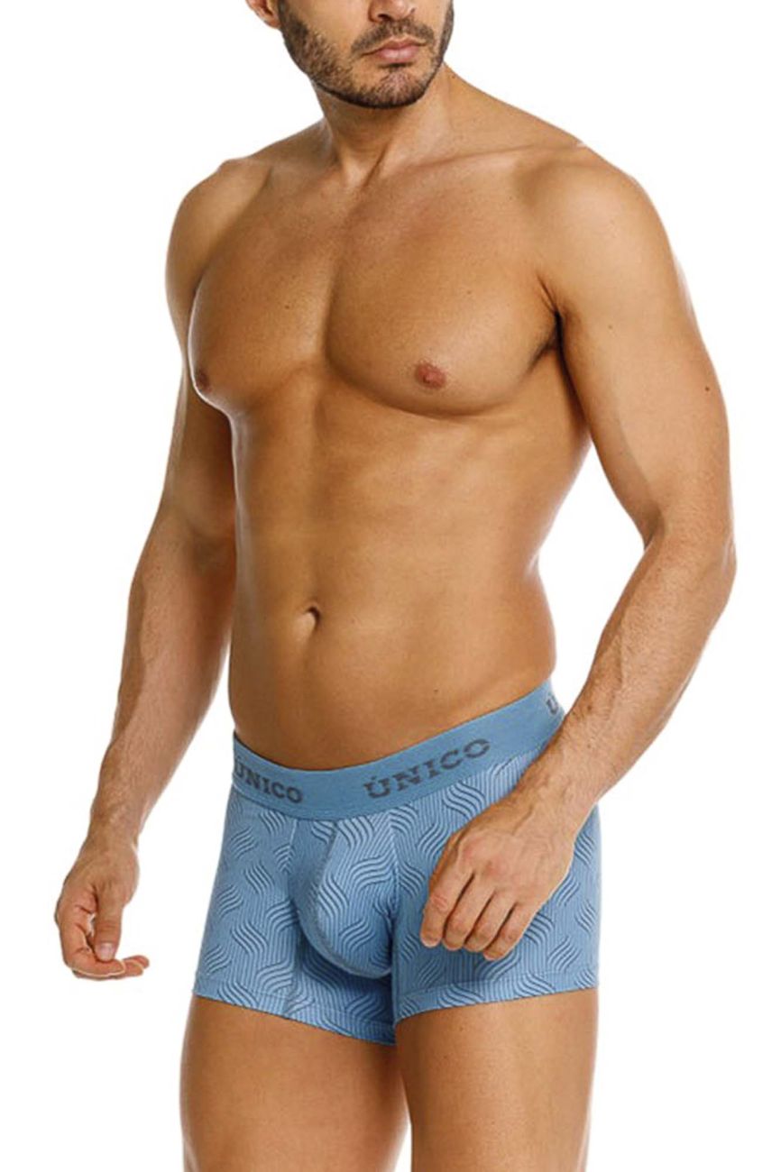 Blue Unico Lenoso trunk by CITYBOYZ★USA, featuring a stylish, durable fabric design with multiple compartments and a modern look.