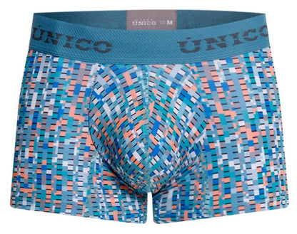 Blue Unico Lignina Trunk by CITYBOYZ★USA with sturdy leather handles and metal accents, featuring a spacious interior for storage.