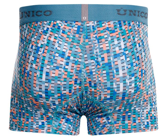 Blue Unico Lignina trunk by CITYBOYZ★USA with textured leather exterior and sturdy handles, displayed on a plain background.