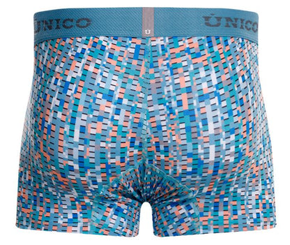 Blue Unico Lignina trunk by CITYBOYZ★USA with textured leather exterior and sturdy handles, displayed on a plain background.