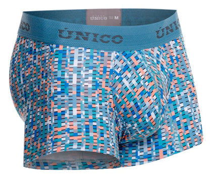 Blue Unico Lignina Trunk by CITYBOYZ★USA, showing a stylish wooden storage trunk with metal accents and leather handles.