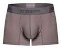 Gray Unico Ruano trunk by CITYBOYZ★USA with sturdy leather handles and metal hardware, showcasing its spacious storage capacity.