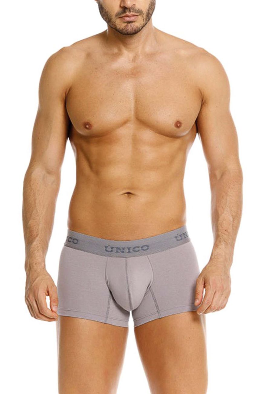 Gray Unico Ruano trunk by CITYBOYZ★USA featuring sturdy construction and sleek design, shown with its open lid and interior compartments.