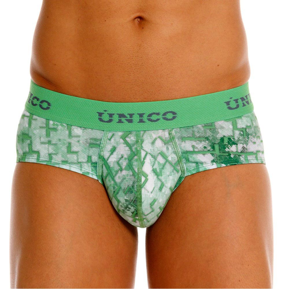 Green Unico Piramide Brief by CITYBOYZ★USA featuring a sleek, modern design with bold pyramid pattern details.