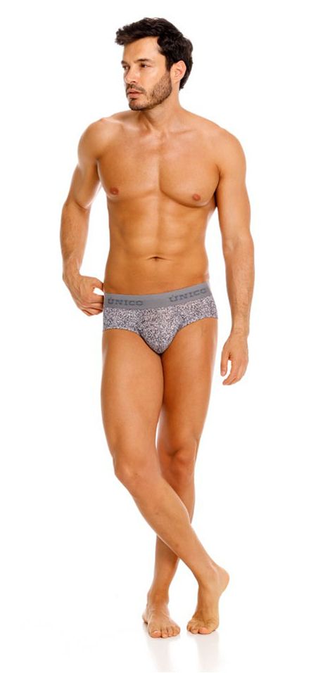 Gray Unico Suede Brief by CITYBOYZ★USA, showing a close-up of the soft suede fabric and classic brief style.