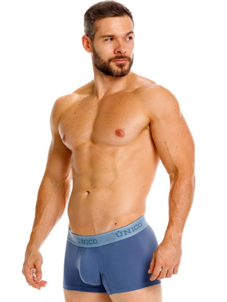 Teal CITYBOYZ★USA Unico Classic Trunk with waistband and logo, designed for comfort and style in men's trunks.