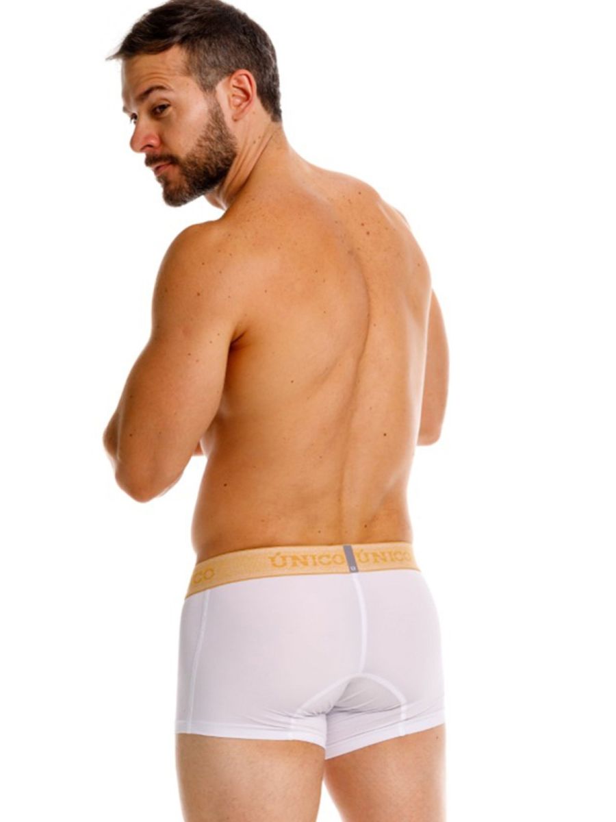 White Unico Amber trunk by CITYBOYZ★USA with a sleek design and sturdy construction, shown from a front angle.