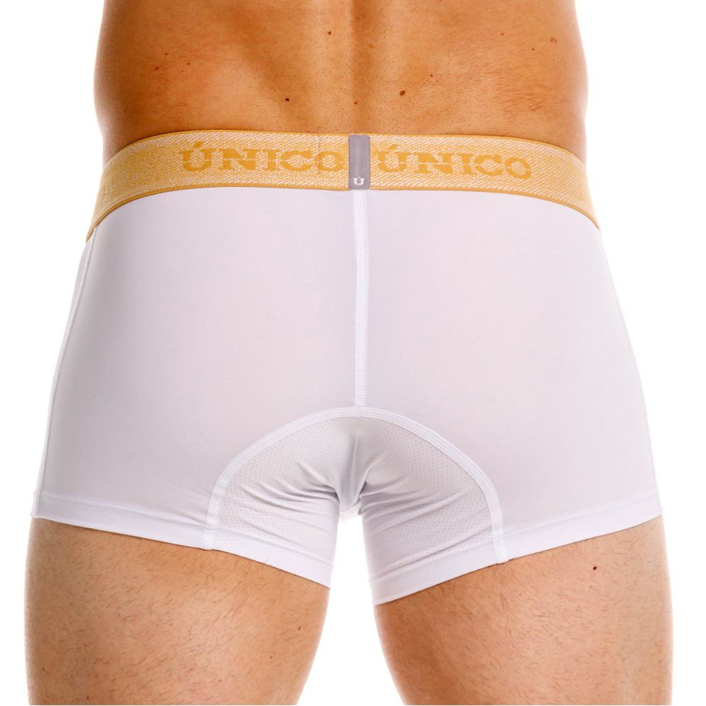 Unico Amber Trunk by CITYBOYZ★USA, white fabric trunk with leather handles and logo, designed for stylish storage.