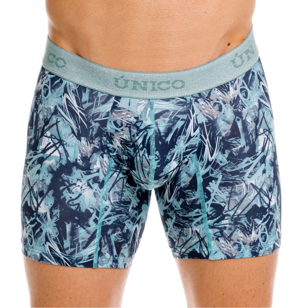 Blue Unico Tags boxer briefs by CITYBOYZ★USA, showing a close-up of the comfortable, fitted waistband and smooth fabric.