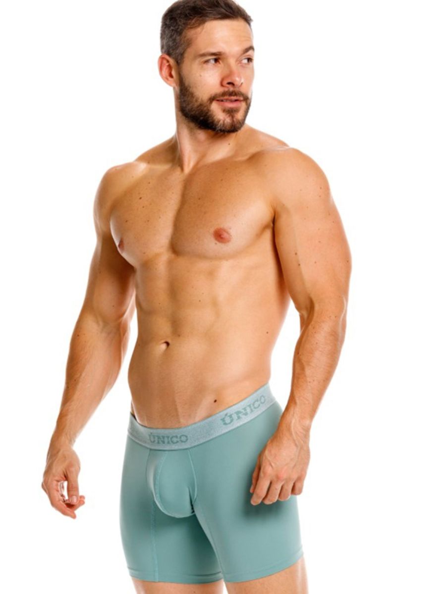 Green Unico ceramic boxer brief by CITYBOYZ★USA, close-up showing comfortable fit and smooth fabric details.