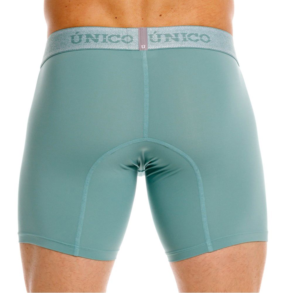 Green Unico ceramic boxer brief by CITYBOYZ★USA, close-up of soft fabric and waistband on a mannequin.