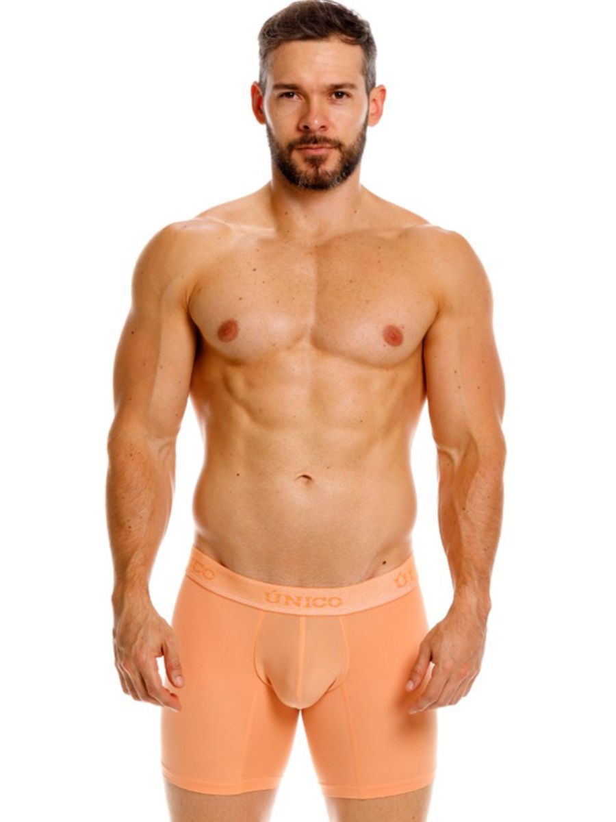 Apricot-colored Unico Classic Boxer Brief by CITYBOYZ★USA, showing the fitted waistband and smooth fabric.