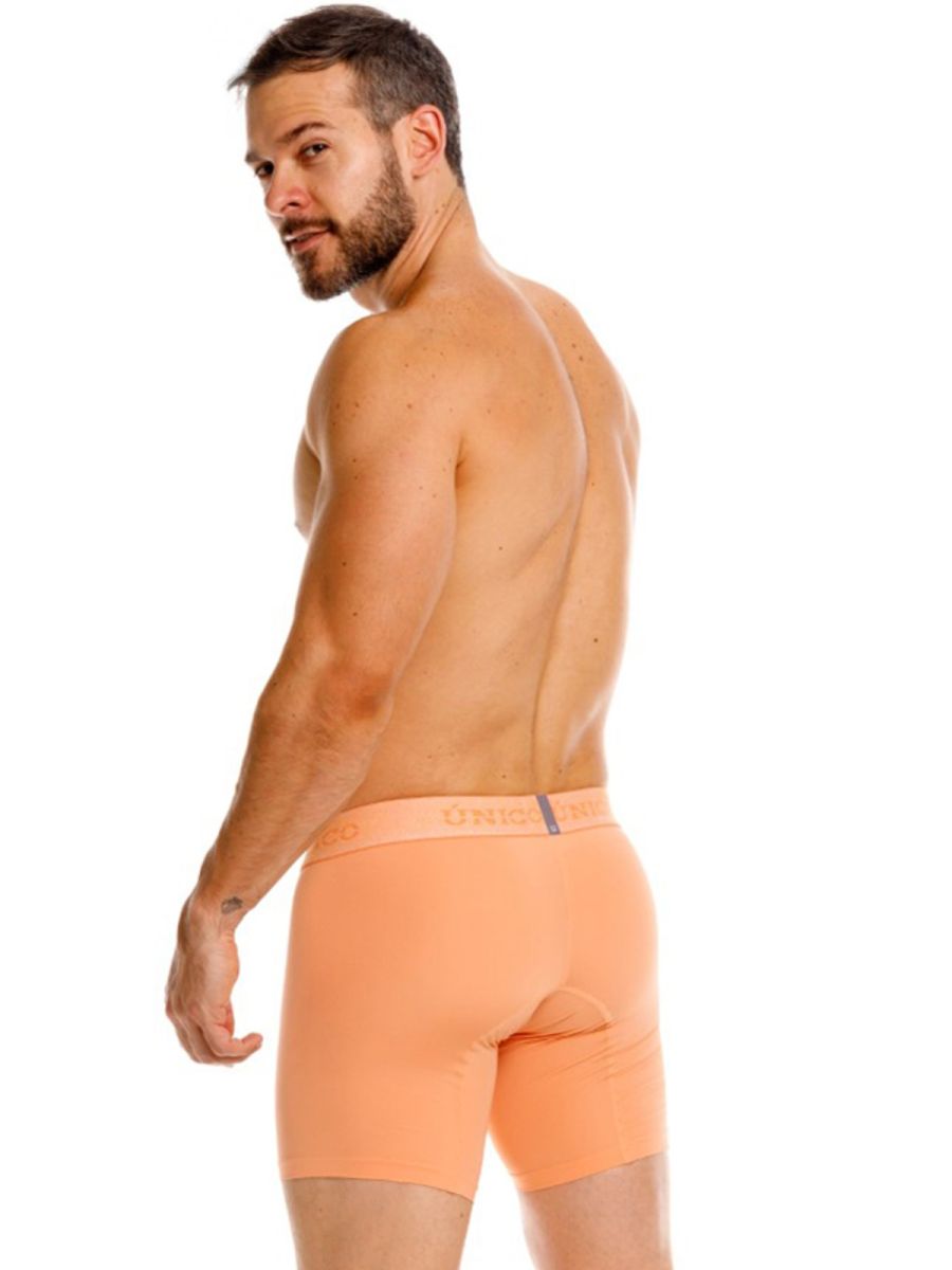 CityBOYZ USA Unico Classic Boxer Brief in apricot, showing the comfortable fit and soft fabric of the men's underwear.