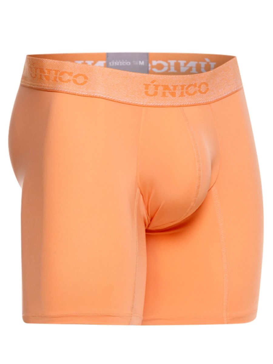 CITYBOYZ USA Unico Classic Boxer Brief in apricot color, close-up of soft, comfortable boxer brief fabric and fit.