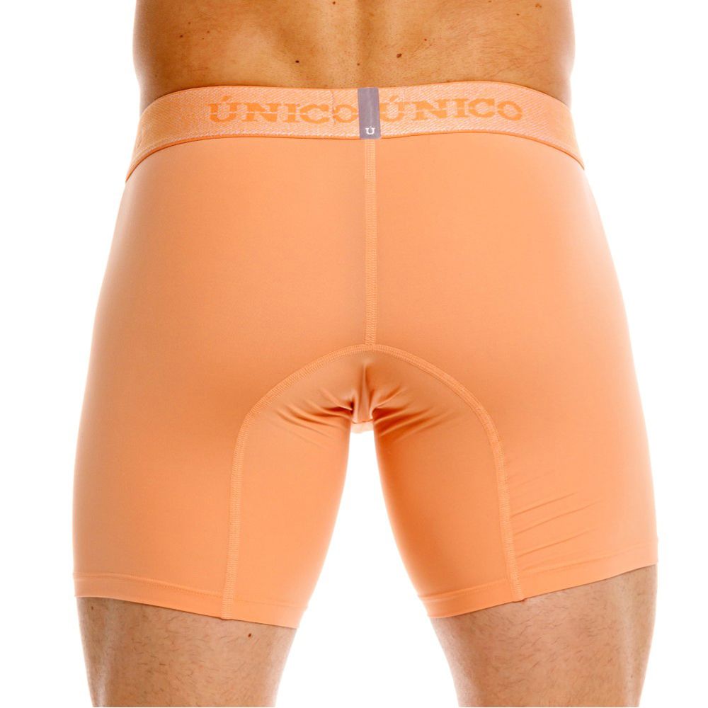 CityBOYZ USA Unico Classic Boxer Brief in apricot, soft fabric, close-up view showing waistband and smooth fit.