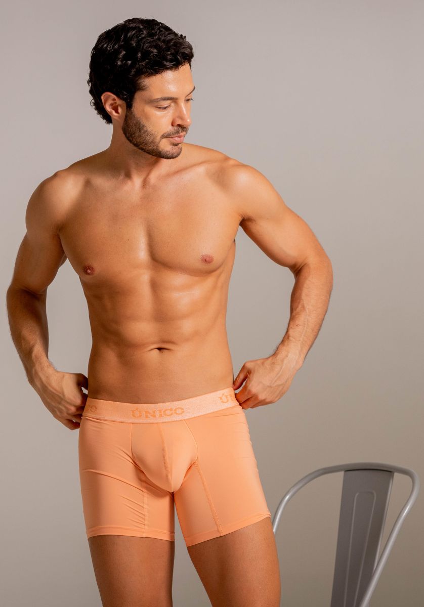 Apricot Unico Classic Boxer Brief by CITYBOYZ★USA, showing the comfortable fit and fabric texture of the men's underwear.