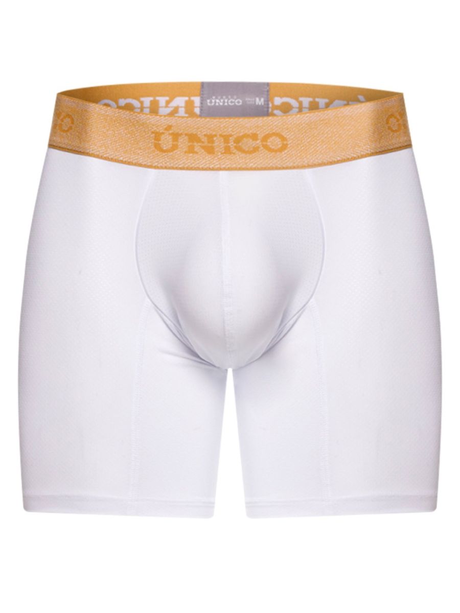White Unico Amber Boxer Brief by CITYBOYZ★USA with a snug fit and comfortable waistband, shown on a model.