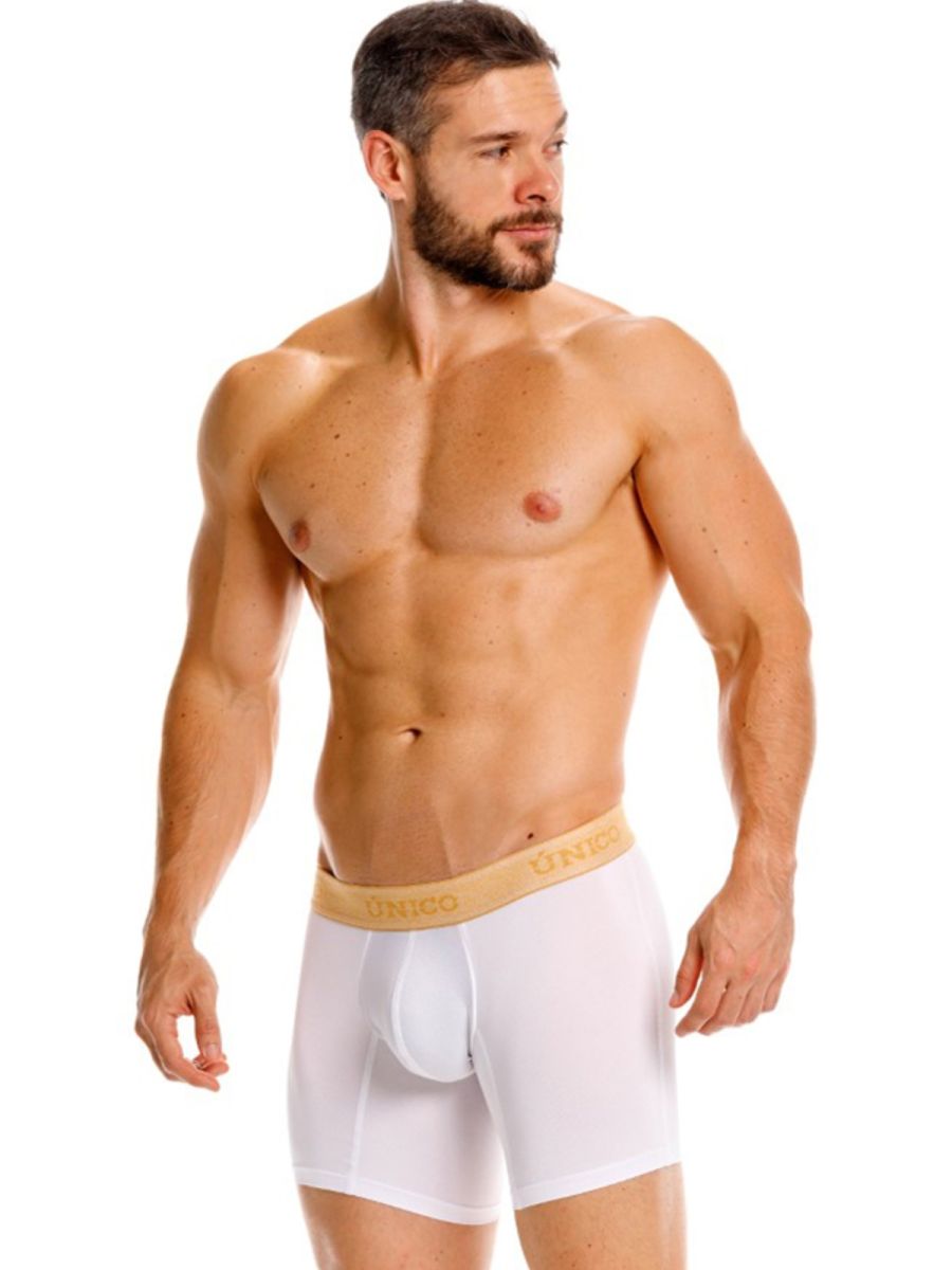 White Unico amber boxer brief by CITYBOYZ USA, showing the snug fit and soft fabric of the men's underwear.