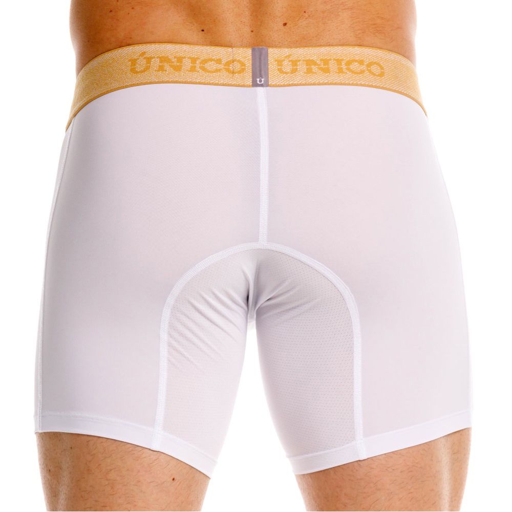 White Unico Amber boxer brief by CITYBOYZ★USA, close-up of the fitted cotton waistband and smooth fabric.