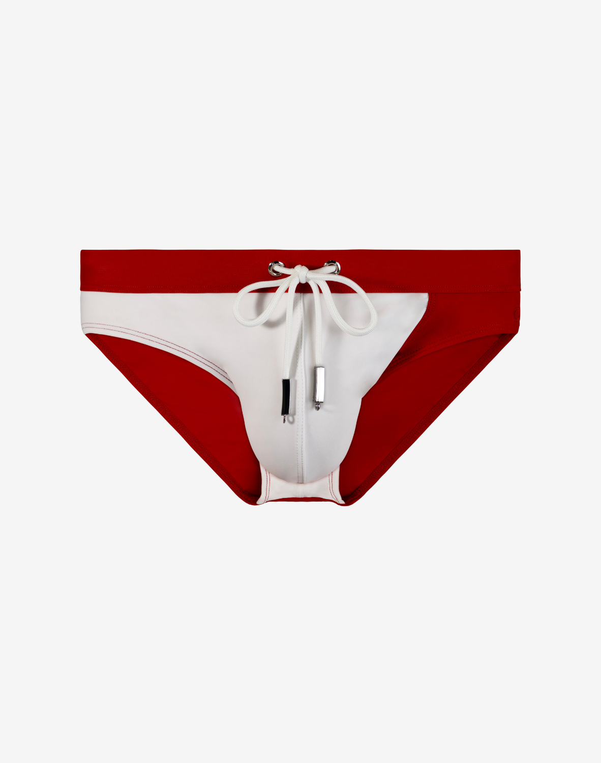 CityBOYZ USA 2Eros color blocked swim brief in Calypso white and terracotta, featuring vibrant design and comfortable fit.