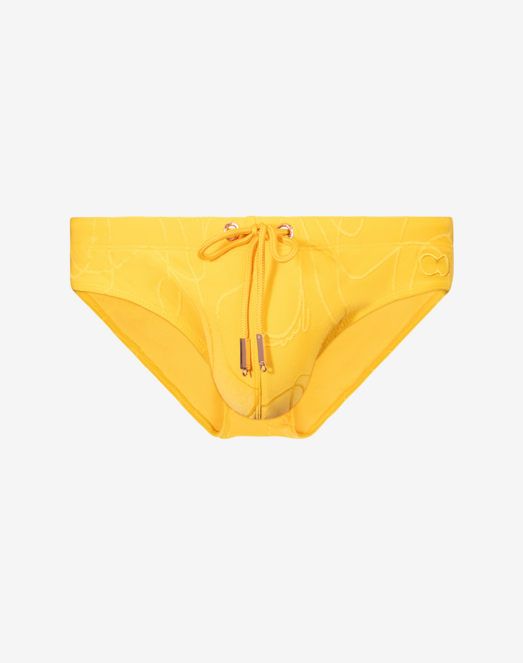 Yellow textured ripple swim brief by CITYBOYZ★USA featuring a stylish, sustainable design perfect for beach or poolwear.