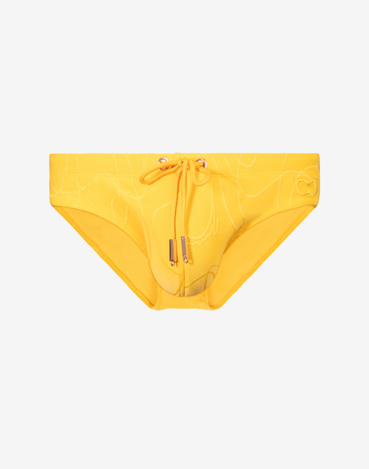 Yellow textured ripple swim brief by CITYBOYZ★USA featuring a stylish, sustainable design perfect for beach or poolwear.