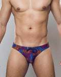 CityBOYZ USA 2Eros Stallion print swim brief with bold, colorful horse design, fitted swimwear for men.