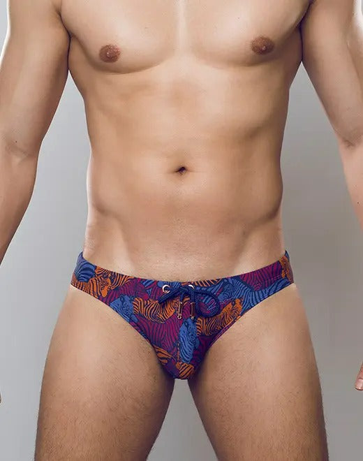 CityBOYZ USA 2Eros Stallion print swim brief with bold, colorful horse design, fitted swimwear for men.