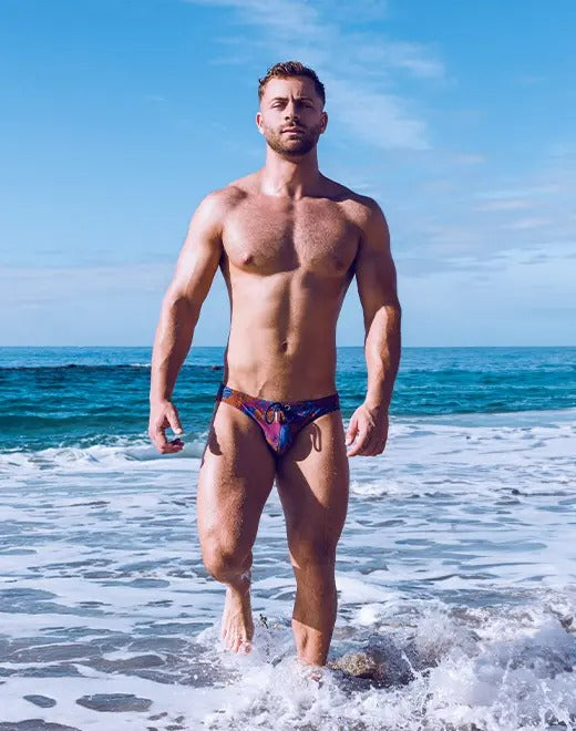 CityBOYZ USA 2Eros Stallion print swim brief featuring bold stallion design, stretchy fabric, and comfortable fit for swimming and beachwear.