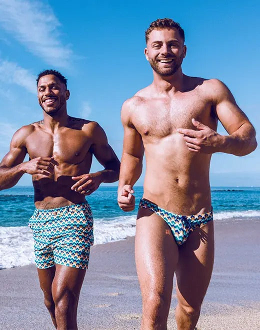 CityBoyz USA 2Eros Chevy print swim brief V20, fitted men's swimwear with bold Chevy design, shown in front view.